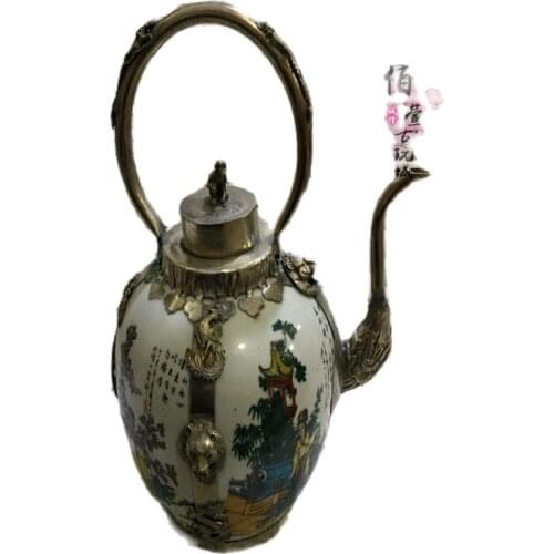 Four beautiful pictures of antique white copper, Miao silver porcelain and porcelain