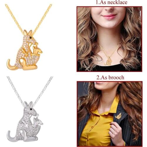 Gold color kangroo necklace with chain women multifunction jewelry cute animal pendant P2269G