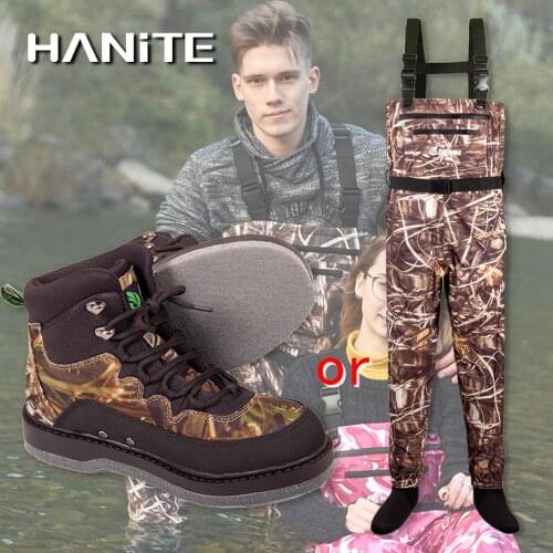 HANITE Camo Chest Waders and Felt Sole Wading Boots can be freely matched for ATV Games,fishing,or Other Water Sports