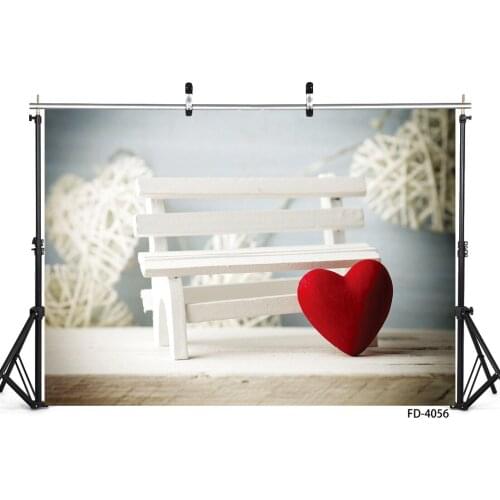 Red Heart White Wooden Chair Bokeh Photo Backgrounds Custom Backdrop for Baby Lovers Valentines Day Photocall Photography Props