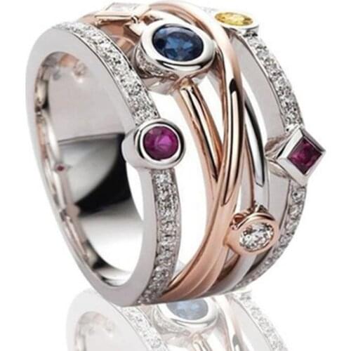 Fashionable Two Tone Ring Mens Snd Womens Cubic Zircon Wedding Ring 5-11