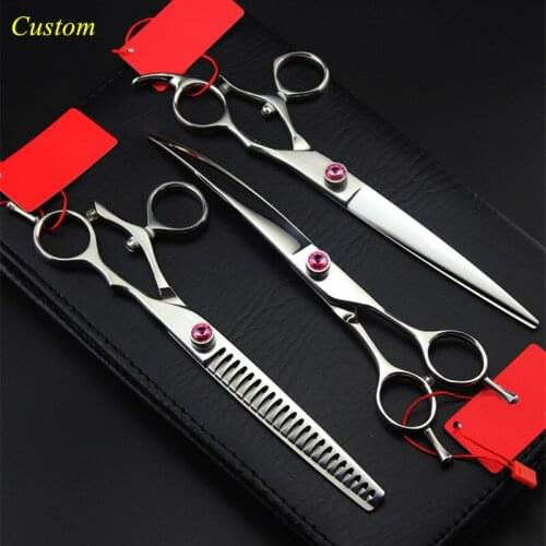 Custom 4 kit upscale japan 7.5 inch Pet dog grooming hair cutting scissors cut shears thinning barber hairdressing scissors set