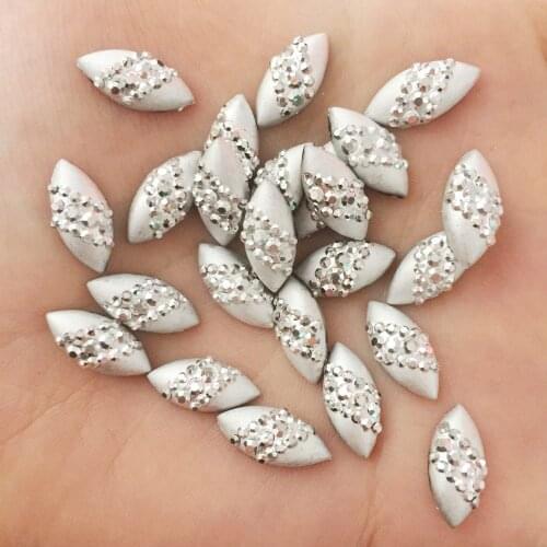 New 100PCS 7*15mm Cat eye resin horse eye Flatback rhinestone scrapbook DIY wedding Embellishment appliques PF446