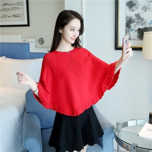 New 2019 Casual short Female soft crop christmas Sweater Coat Batwing Sleeve Womens Ponchoes capes korean Clothes Pullovers