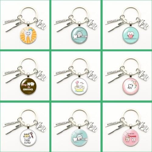 2020 New Cute Dental Floss Box Pendant Keychain Clean Teeth Pattern Key Ring Charm Bag Male Gift Hand Made Key Chains Jewelry