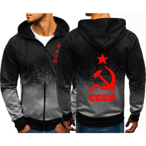 CCCP Autumn Gradient Men Zip Up Casual Sweatshirts Outwear Sport Fashion Zipper Men Hoodies Sweatercoat Cotton Jackets