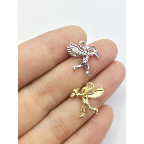 Eruifa 20pcs Lovely 3D 15mm Cupid Zinc alloy Necklace Jewelry Handmade DIY Charms Pendant 2 Colors