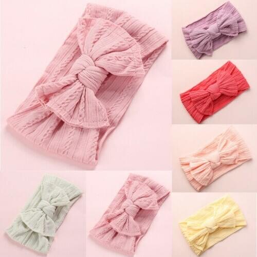 2021 Accessories Headwear Baby Kid Newborn Infant Princess Big Bow Turbon Knot Jacquard Headband Hair Band Candy Color Hairband
