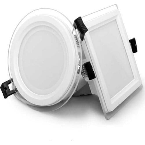 Dimmable LED Panel Downlight 6W 12W 18W Round square glass ceiling recessed lights SMD 5730 Warm Cold White led Panel Light