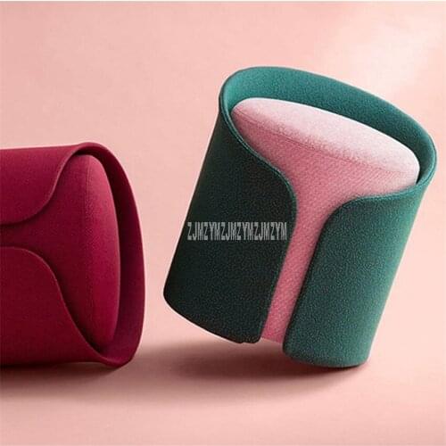 Simple Cloth Art Doorway Shoes Change Stool Sofa Ottoman Stool Mini Creative Modern Upholstered Round Linen Cotton Makeup Stool