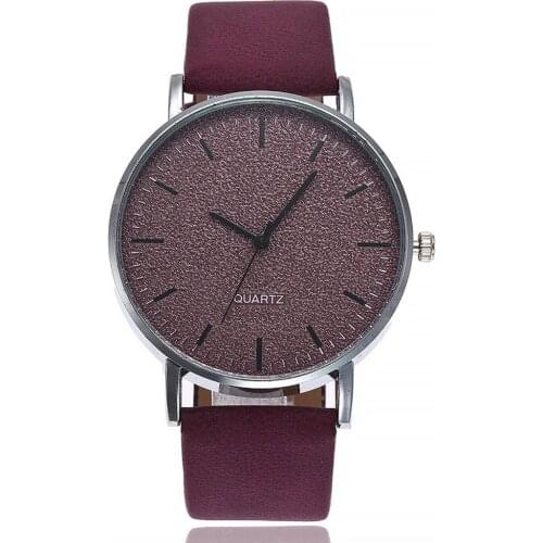 Simple Women Men Analog Quartz Round Dial Faux Leather Strap Wrist Watch Gift Bracelet