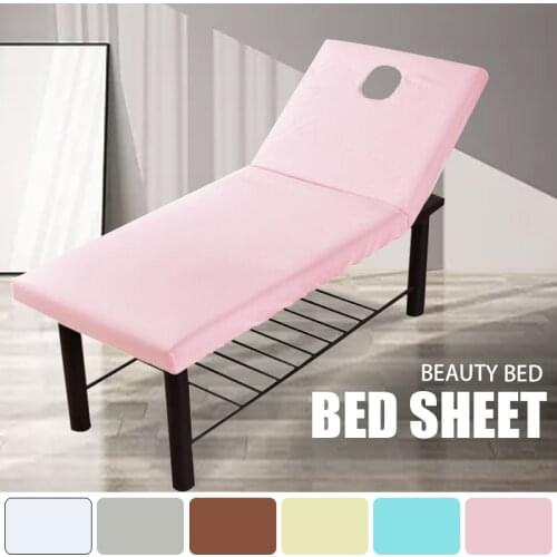 Bed Sheet Beauty Massage Bed Fitted Sheets Cover Polyester Elastic Rubber Band Massage Spa Treatment Cover With Breath Hole