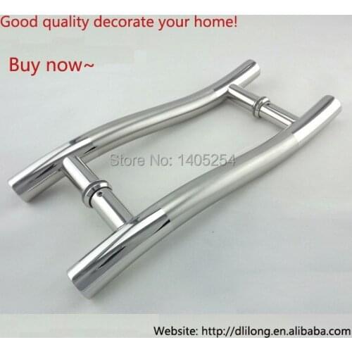 Free shipping Stainless steel tube glass door pull handle for steel/wood/galss door S shape 300mm