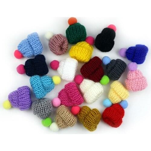 100Pcs Handmade Mini Finger Hat Pom Pom Hat Brooch Earrings Making Christmas Knit Hat Christmas Tree Ornaments Crafts