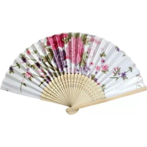 Folding Fan Silk Art Craft Gift Home Decoration Ornaments Dance Hand Fan