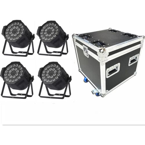 4 unids 24x18 W LED Par Luces con 1 flight case 6in1 rgbwa uv llevo la luz de par