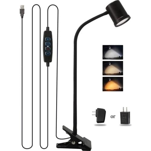 Clip on Light Reading Light, 3000K - 6500K Clamp Desk Lamp, 10-Levels Brightness Clamp Light, High CRI Eye Protect Clipon lamp