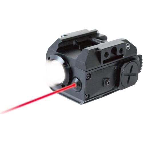 Tactical Weapon Pistol Gun LED Flashlight With 650nm 5mw Red Laser Sight Scope Pointer For Picatinny Weaver Rail