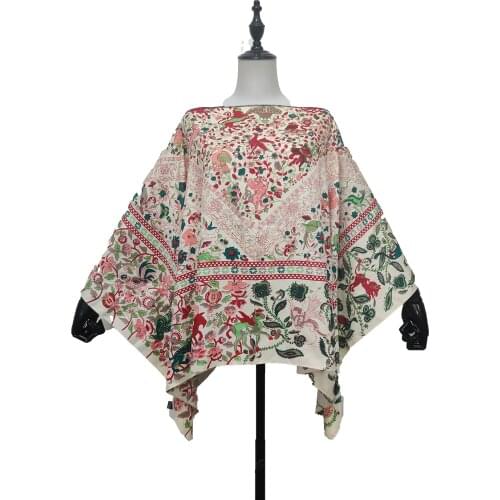 Thailand Bohemian Summer 2021 Silk Printed One-Shoulder Blouse For Sexy Lady Dashiki African Women Sundress Beach Robe Clothes