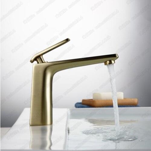 Vidric Brush Brass Finished Basin Faucet Hot and Cold Water Sink Mixer Tap Bathroom Single Lever Basin mixer Solid Brass Constru