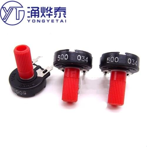YYT 5PCS PT15-500 ohm vertical side adjustable resistance 15MM potentiometer with handle