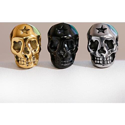 Golden Color Five-Pointed Star Skull Spacer Beads Stainless Steel Beads 1 Piece/Lot Beads For Handmade DIY Bracelets 2020 Gifts
