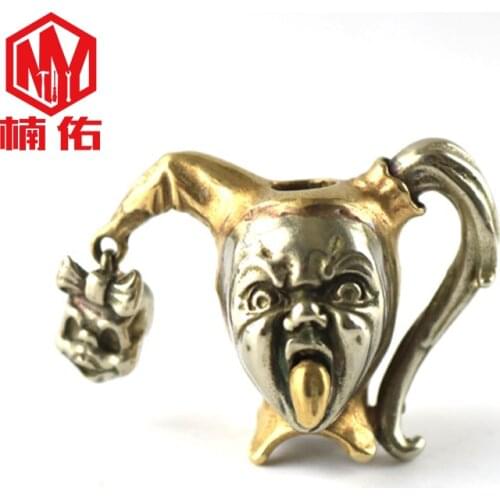 1PC Clown Girl Retro Brass Copper EDC Paracord Beads Lanyard Pendants Knife Beads Umbrella Rope Cord Necklace Bracelet Beads