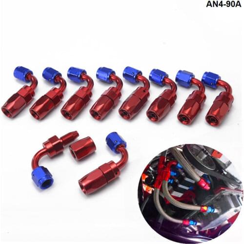 10PCS/LOT 90Degree High Performance AN4 Hose End Fitting Aluminum Oil cooler hose fitting AN4-90A