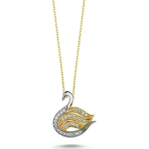 14k Gold Swan Design Pendant, Necklace