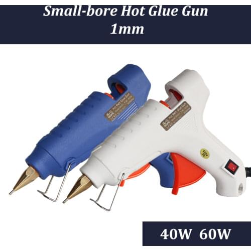 40W 60W EU Plug Hot Melt Glue Gun 1mm Small-bore Pure Copper Nozzle with ON/OFF Power Switch 11mm Glue Sticks 2pcs 5pcs
