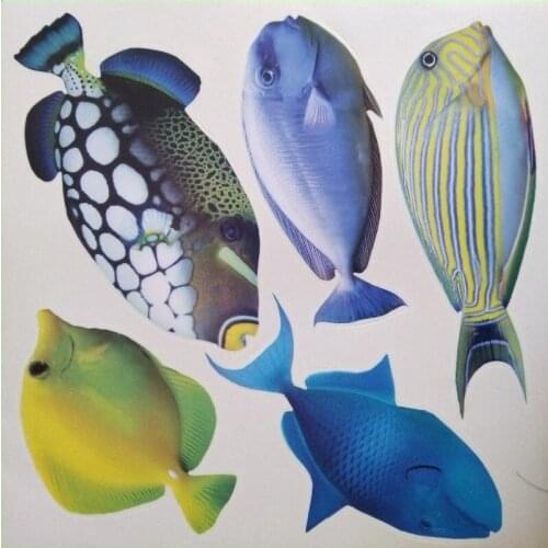 8 packs/box GLOW FISHES PVC Sticker DIY Wall Kitchen Kids Living Room Door Plate Cup Vase Tile Accessory Functional Toy Hobby