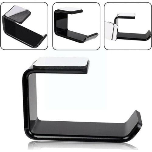 Acrylic Headphone Bracket Wall Mounted Headset Holder Earphone Hook Stand Desk Hanger Display Under Sticker Sticky D9K4