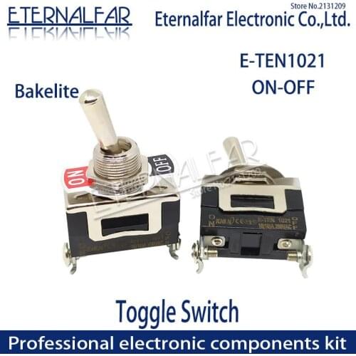Bakelite E-TEN1021 High end Quality Silver Contact SPST 12MM 15A 250V AC ON-OFF 2Pin Reset Rocker Toggle Slide Switch Waterproof