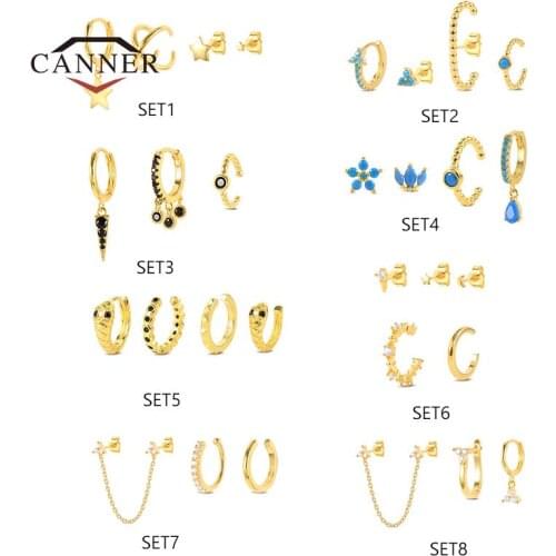 CANNER Fashion Exquisite Piercing Stud Earring Hoop Dangle Drop Earrings for Women Ear Cuff Cartilage Earings Jewelry Set Gifts