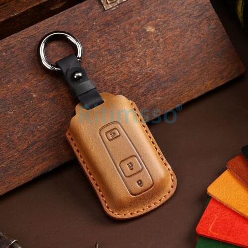 Handmade Leather Remote Car Key Case Cover Holder For Toyota Prius Crown Avensis Verso 3 Buttons Smart Key Protection
