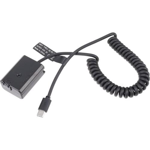 FOTGA Decoded NP-FW50 Dummy Battery Adapter +Type C Cable for Sony ZV-E10 A7 A7R A7S A7M A7II A7S2 A7M2 A7R2 A6500 A6400 A6300