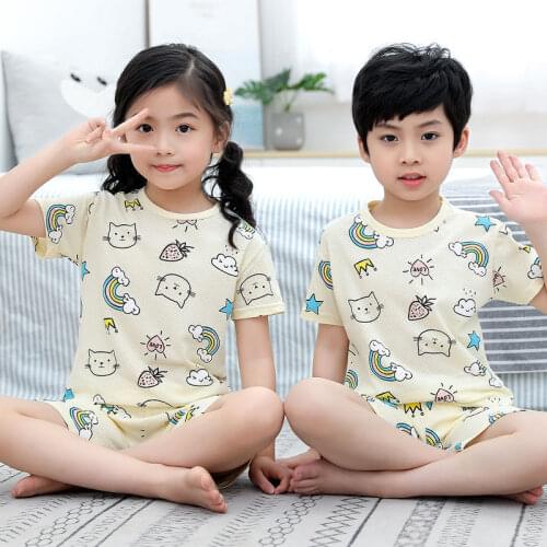 2021 Summer Kids Pajamas Baby Boys Girls Clothing Sets Cartoon Animal T-Shirt+Shorts 2pcs Kid Clothes Pijamas Children Sleepwear