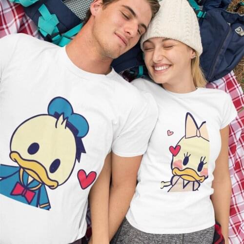 Daisy Donald Duck Couples Summer Women T-shirt Print Unisex Tshirts Casual Tops Tee Harajuku White T shirt Lovers Clothes