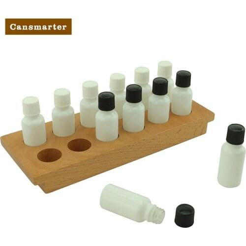 Montessori Smelling Cylinders Bottles With Stand Educational Games Sensory Practice Daily Life Wooden Toys For Children