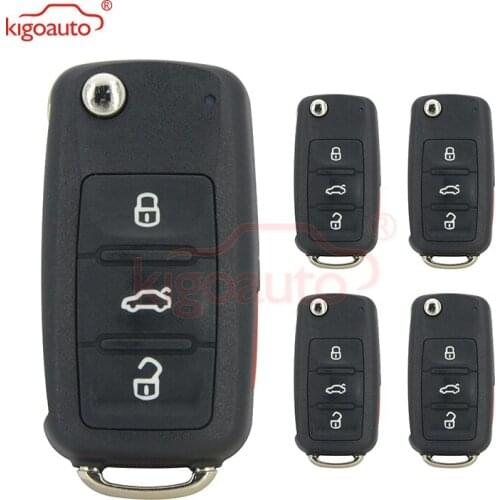 Kigoauto 5pcs NBG010180T 3 button with panic Blade Blank for VW Beetle Passat Jetta 2014 Flip Key case shell Uncut