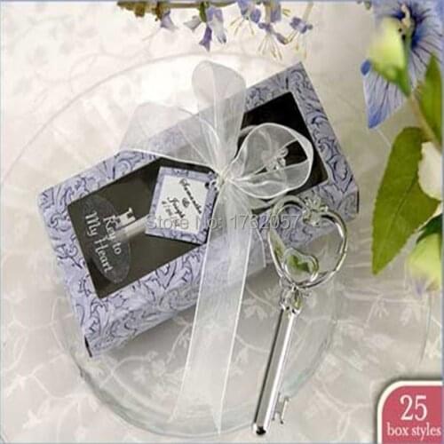 "Key To My Heart" Victorian Style Bottle Opener Violet Box European creative Wedding Favor Party gifts 20pcs/lot
