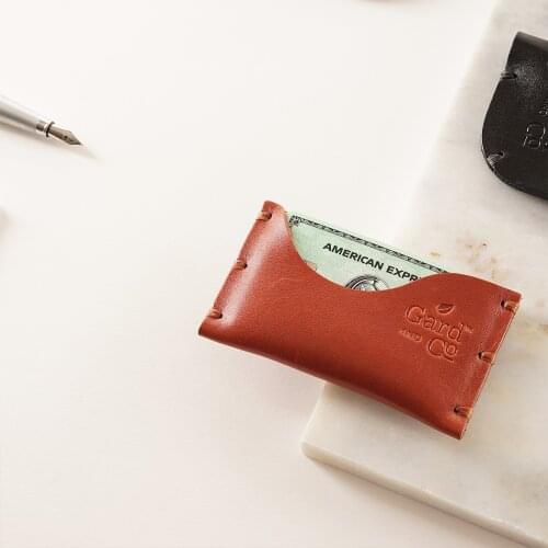 Genuine Leather Handmade Small ve Thin-Slim Palm Wallet for Men and Women - Tan Wave