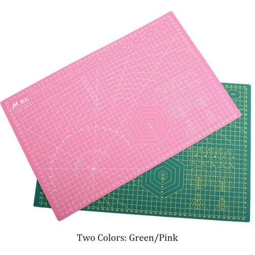 A3 Cutting Mat Self Healing Board 30x45cm Double-sided for Quilting Sewing Crafts Carving Arts Cutting Knife Mat (Green/Pink)