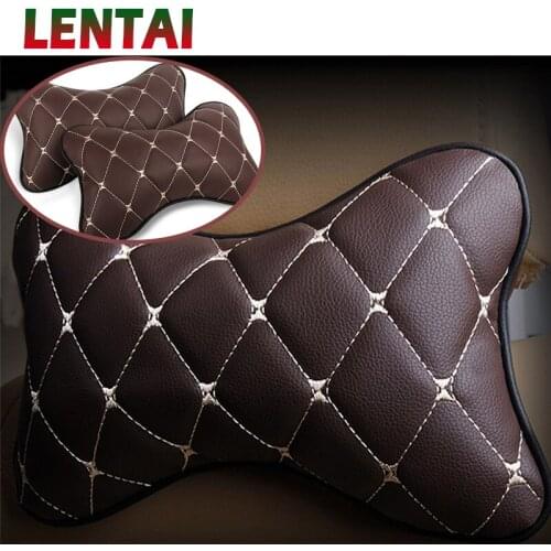 LENTAI For Honda civic 2006-2011 2017 accord 2003-2007 fit Volkswagen polo golf 4 Chery NEW 1Pc Car neck pillow Leather Headrest