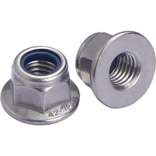 M4 M5 M6 M8 M10 M12 304 Stainless steel Allen hexagon Nylon flange nuts anti-loose non-slip locking hex nut flat plate