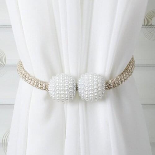 2Ps Pearl Magnetic Curtain Clip Curtain Holders Tieback Buckle Clips Hanging Ball Buckle Tie Back Curtain Accessories Home Decor