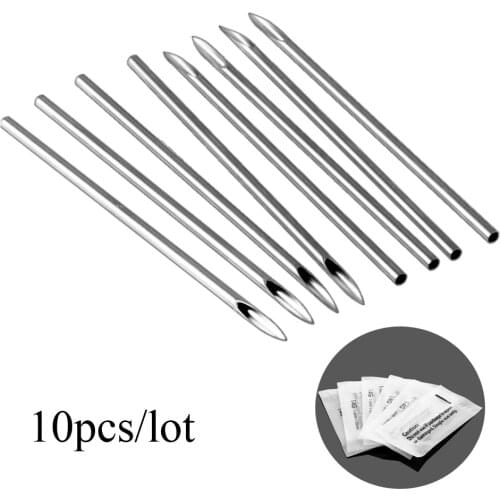 10Pcs/lot Surgical Steel Tri-Beveled Medical Needles Sterilized Body Piercing Needle Sterile 14G16G18G20G Supply Body Jewelry