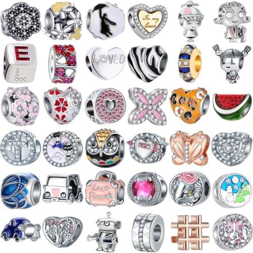 Cute Crystal Butterfly Beads Fit Original Pandora Charms Bracelet Enamel Cartoon Watermelon Characters Beads for Women Jewelry