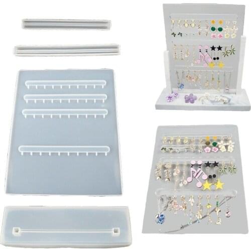 Multi-layer Ear Drop Storage Bracket Resin Mold Earrings Tray Epoxy Moulds Silicone Molds