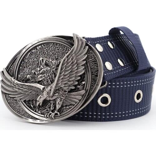 Belts for Fashion Man Eagle Buckle Nylon Tactical Belt Military Fans Tactical Canvas Wild Belts outdoor sports hook